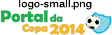 Logo do site constituido pelo texto Portal da Copa 2014 tendo à sua direita um escudo e sobre ele uma bola de futebol